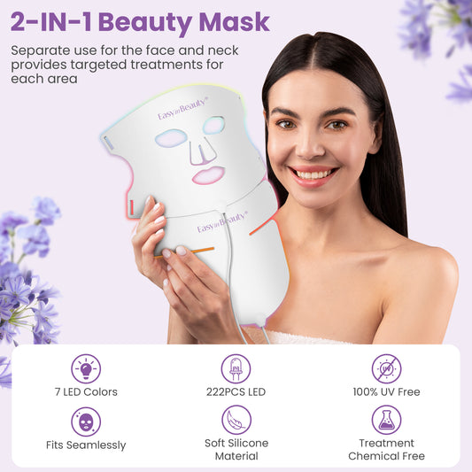 EASYINBEAUTY 2-IN-1 Set Red Light Therapy Mask for Face & Neck