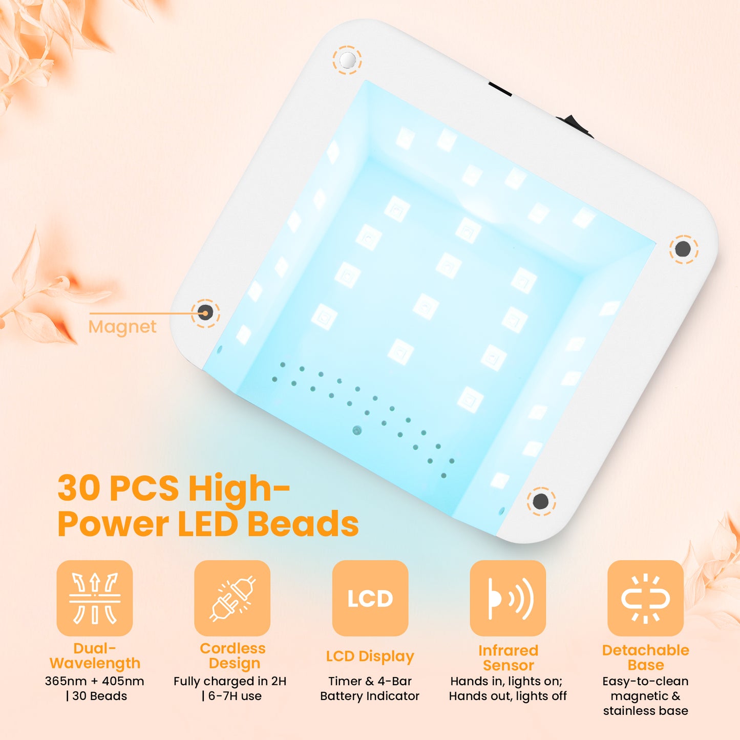 Cordless UV LED Nail Lamp- Orange