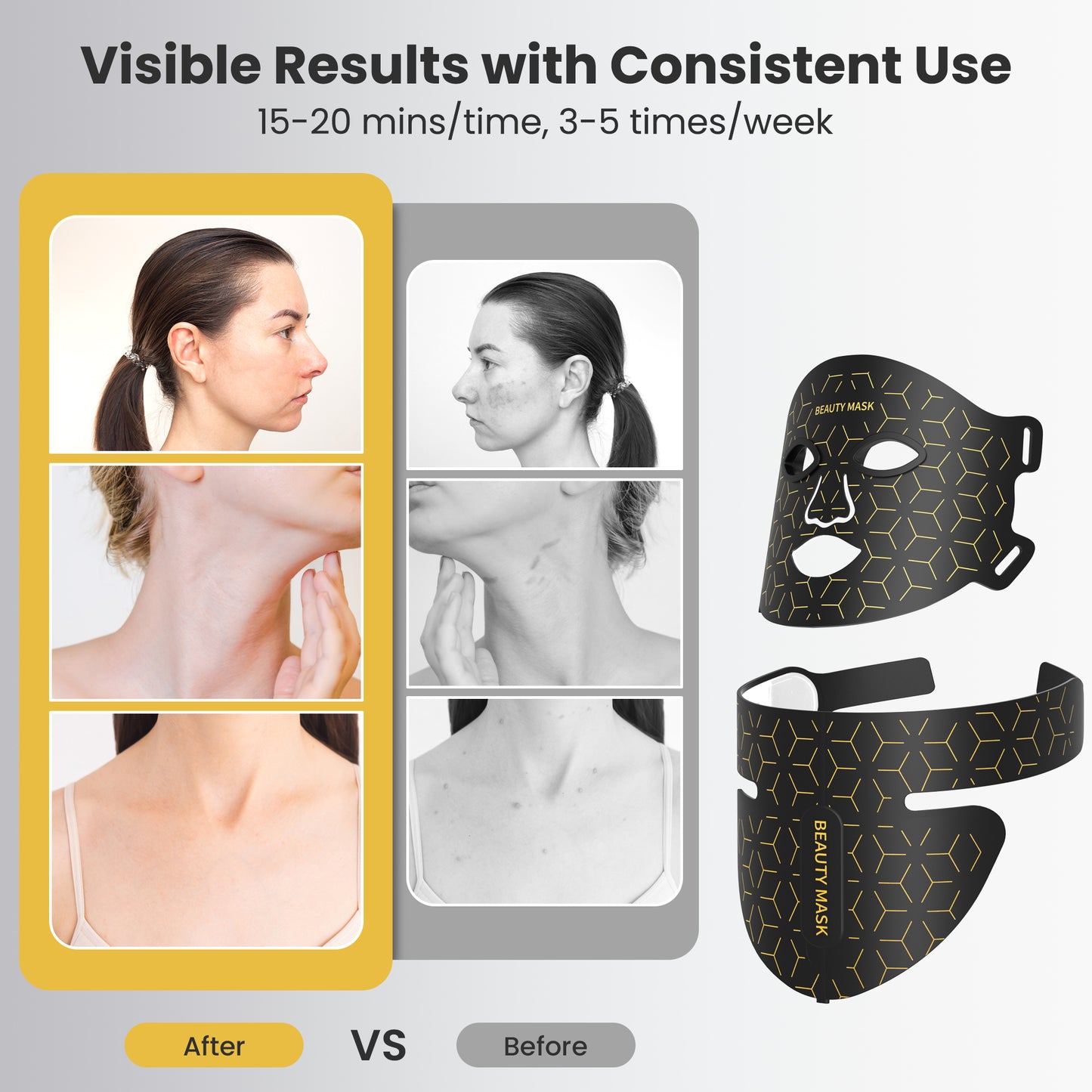 Red Light Therapy For Face & Neck Mask With LED Lights
