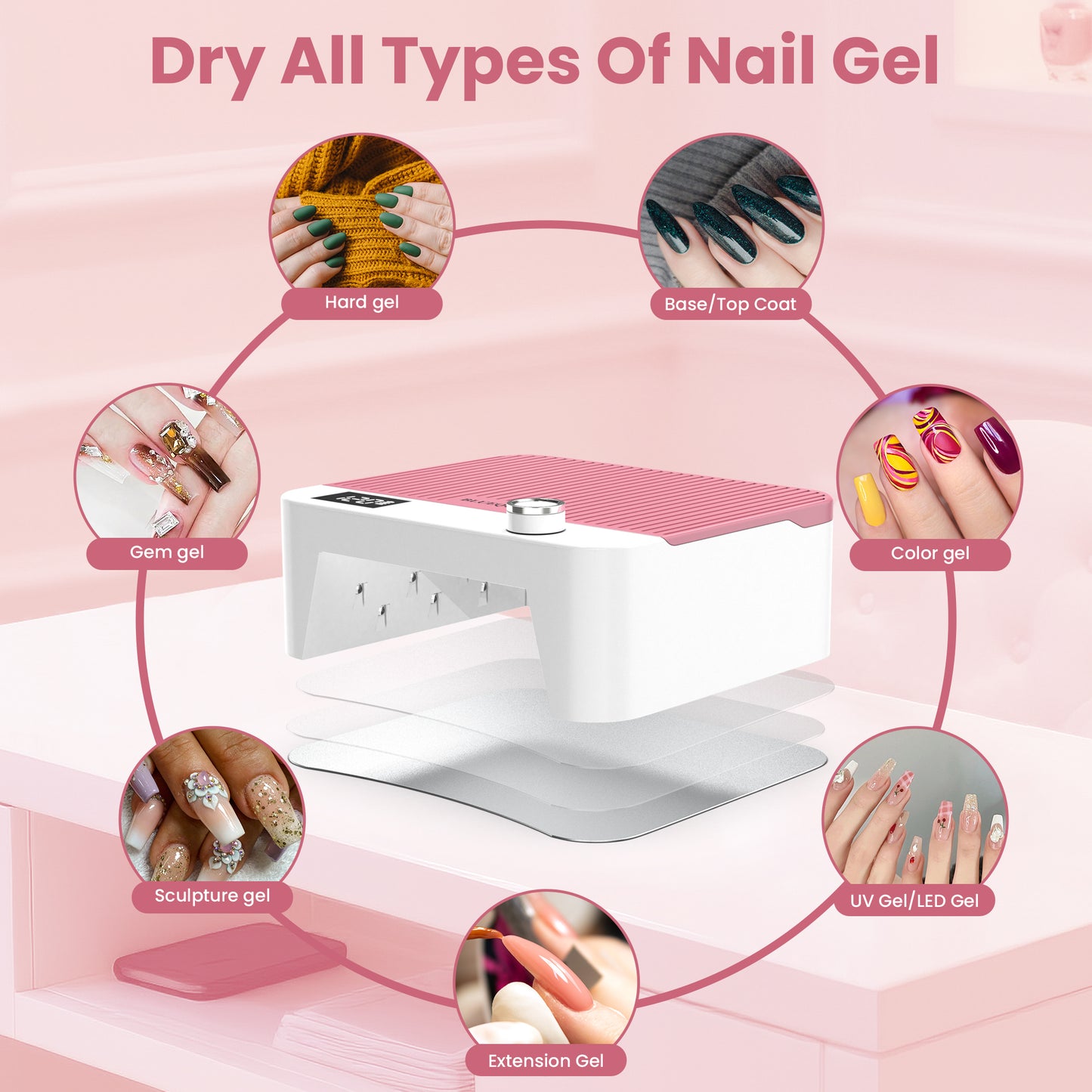 Cordless UV LED Nail Lamp - Pink