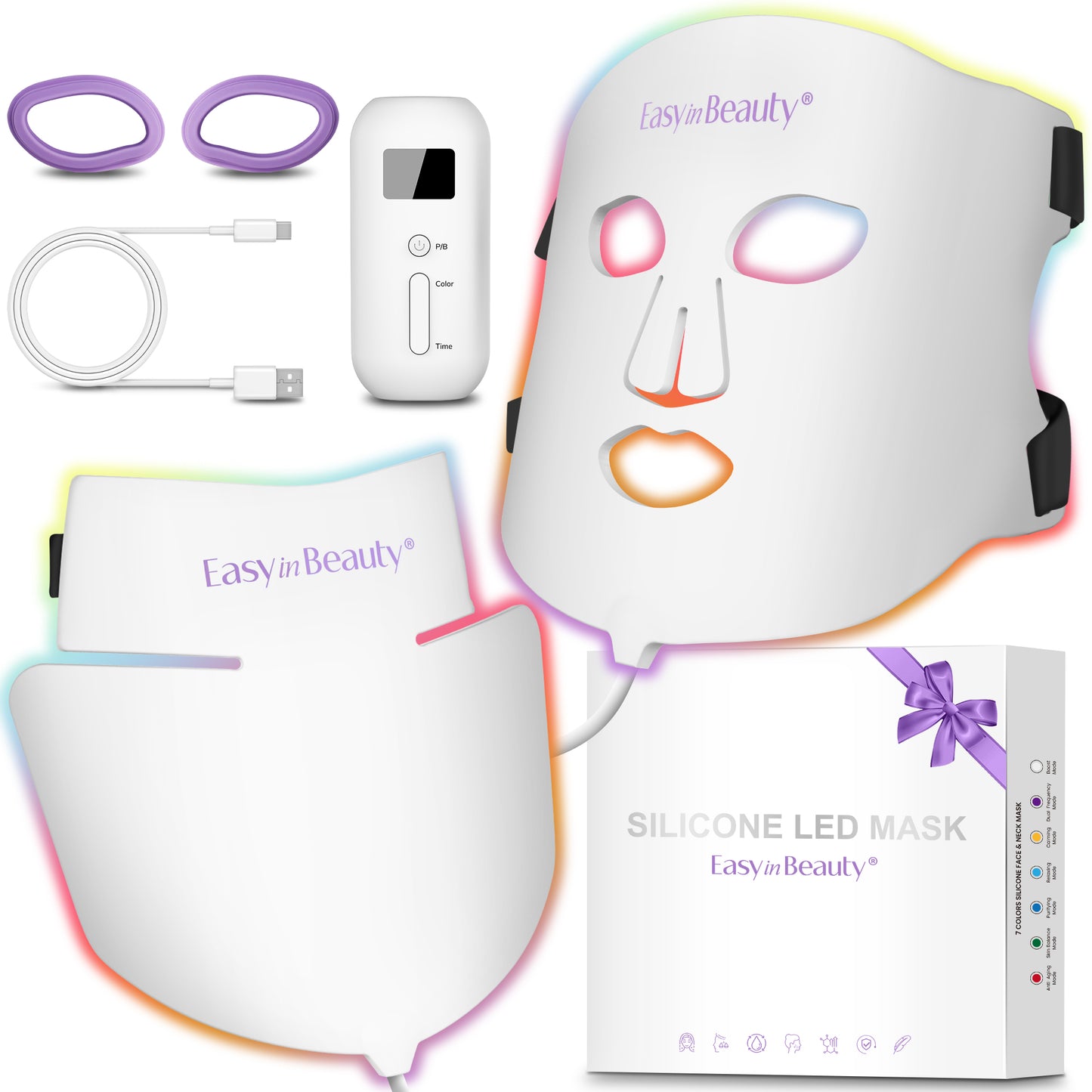 EASYINBEAUTY 2-IN-1 Set Red Light Therapy Mask for Face & Neck