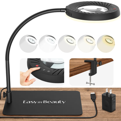 EasyinBeauty 8X Magnifying Glass with Light and Stand