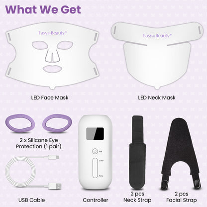 EASYINBEAUTY 2-IN-1 Set Red Light Therapy Mask for Face & Neck