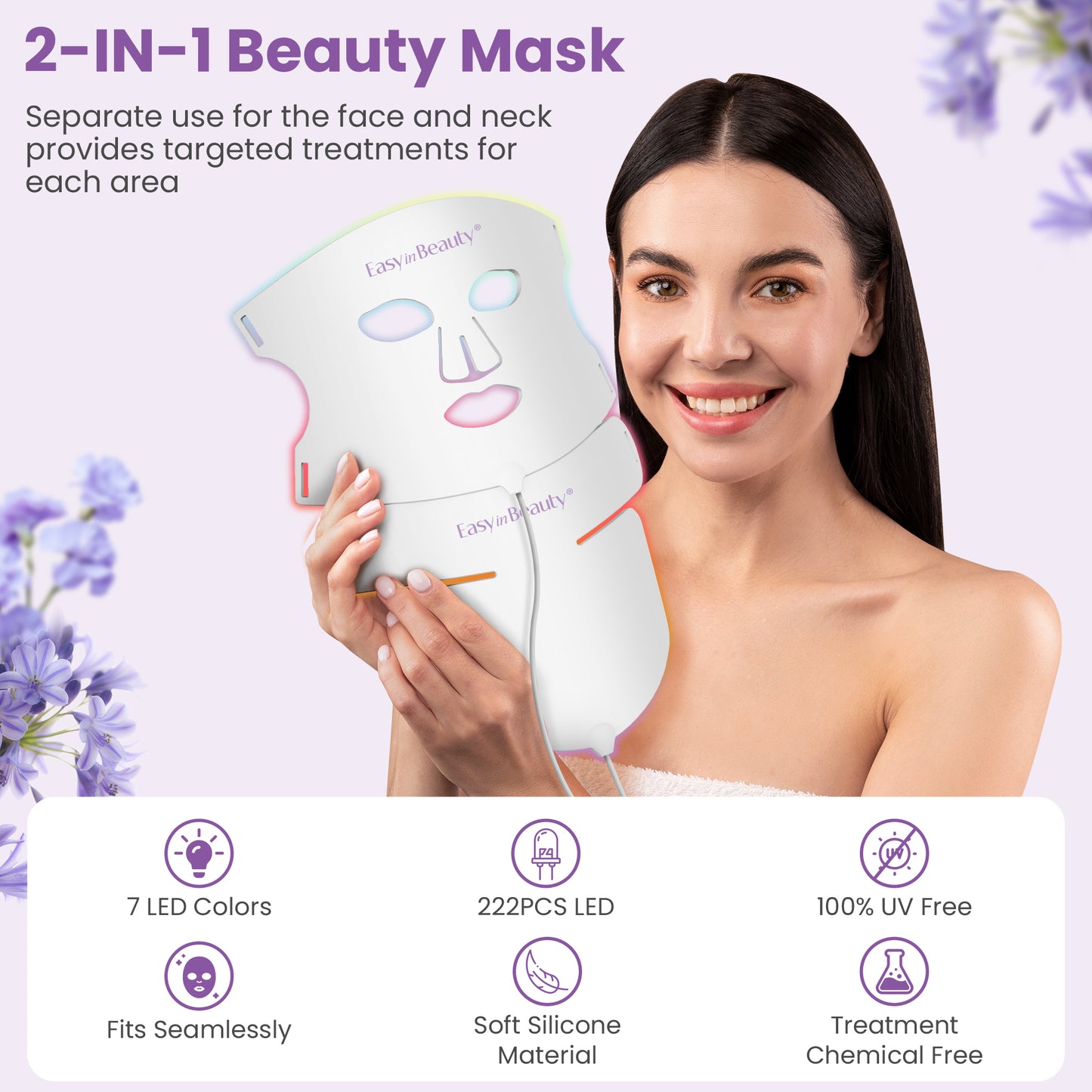 EASYINBEAUTY 2-IN-1 Set Red Light Therapy Mask for Face & Neck