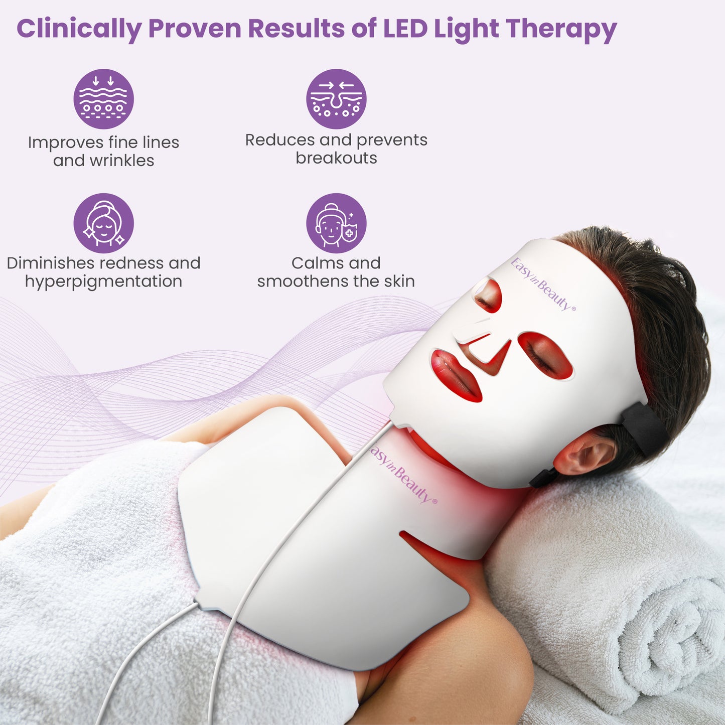 EASYINBEAUTY 2-IN-1 Set Red Light Therapy Mask for Face & Neck