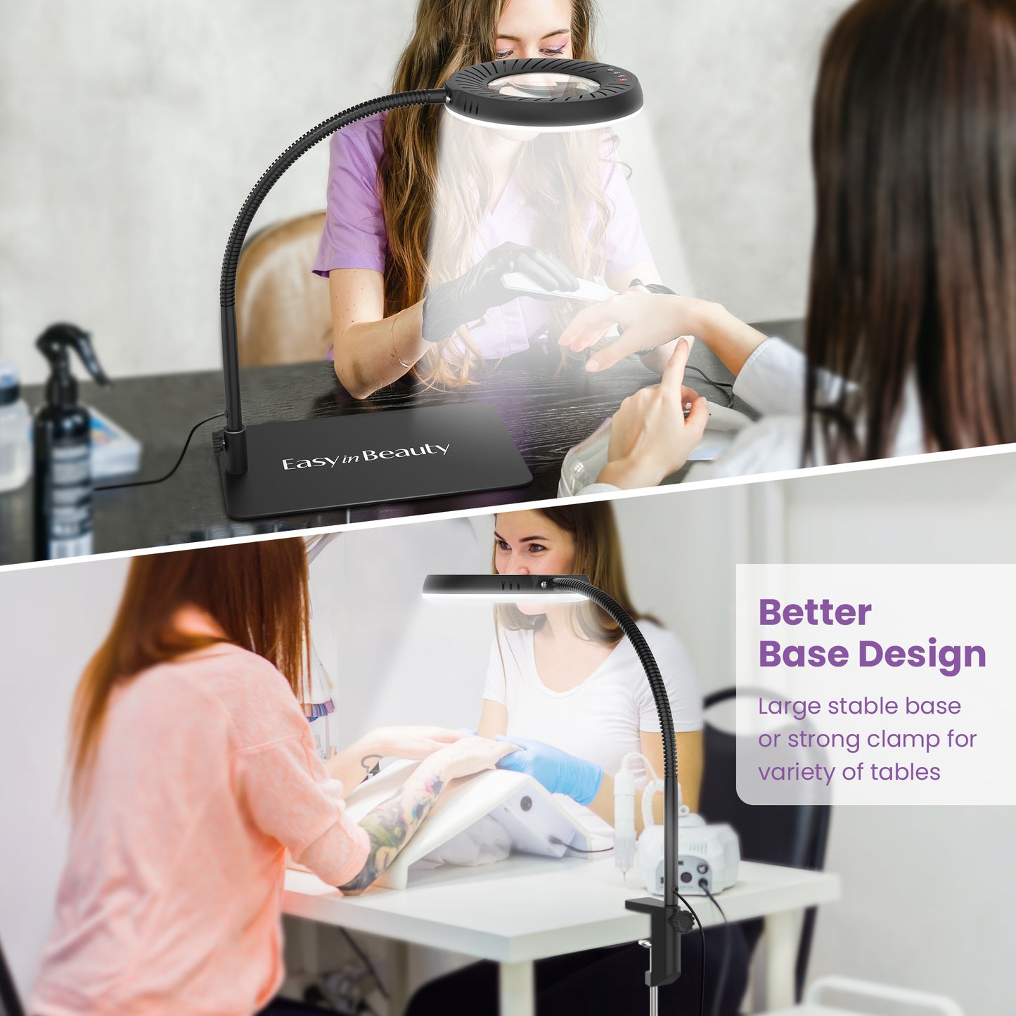 EasyinBeauty 8X Magnifying Glass with Light and Stand