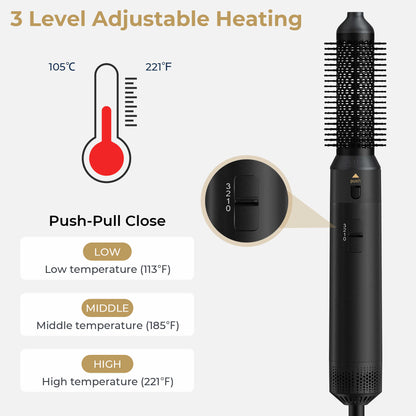 5 in 1 Blow Dry Brush | Multi Hair Styler for All Hair Lengths - Black