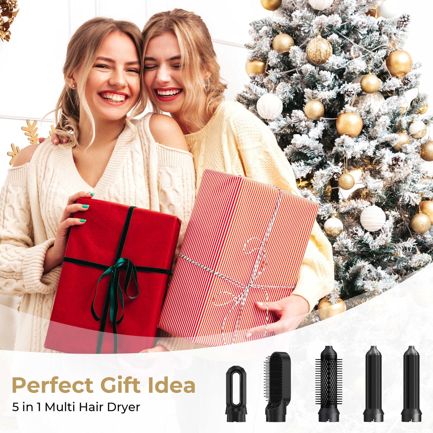 5 in 1 Blow Dry Brush | Multi Hair Styler for All Hair Lengths - Black