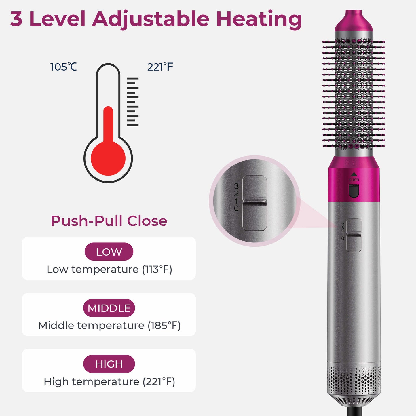 5 in 1 Blow Dry Brush | Multi Hair Styler for All Hair Lengths - Rose Red