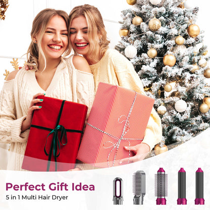 5 in 1 Blow Dry Brush | Multi Hair Styler for All Hair Lengths - Rose Red