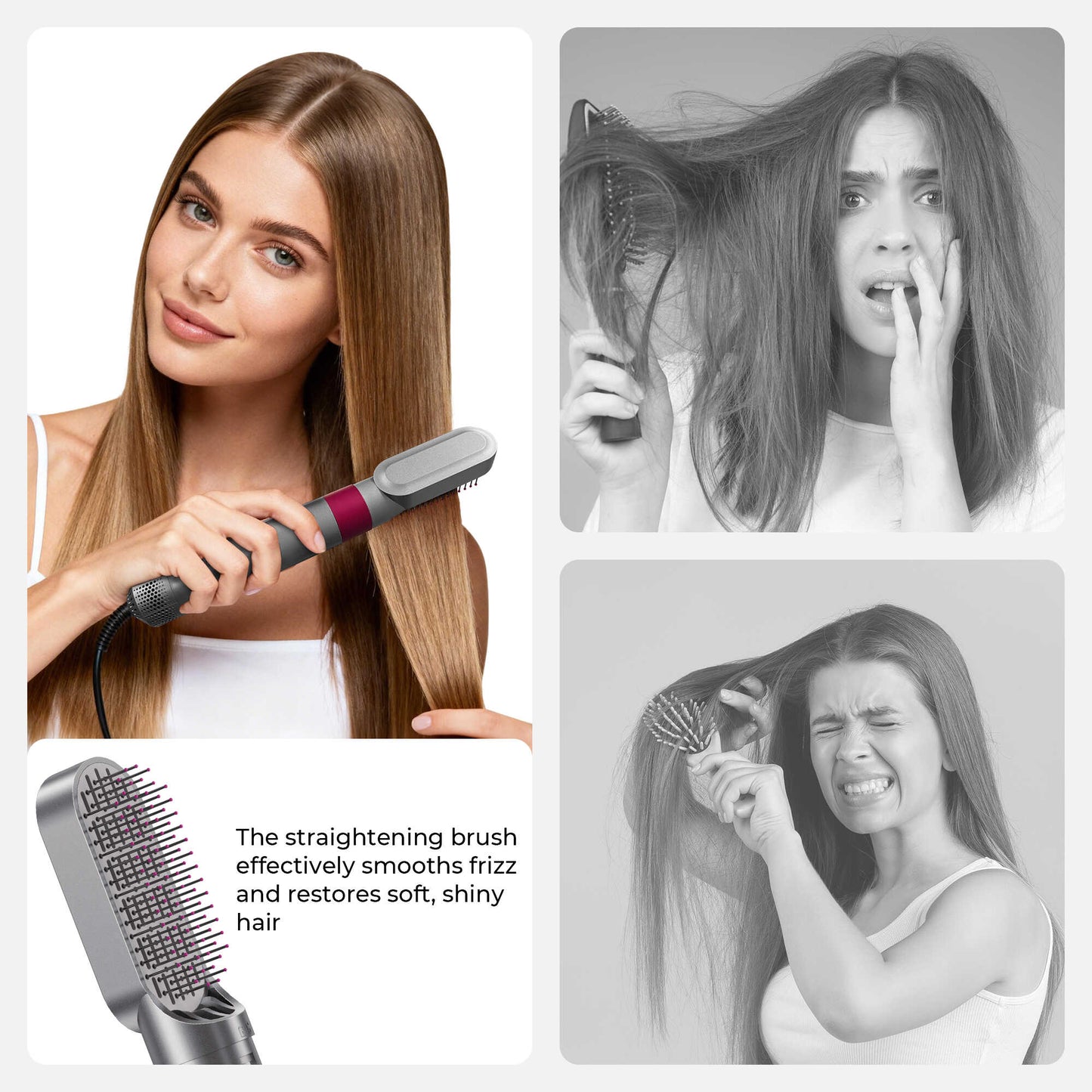 5 in 1 Blow Dry Brush | Multi Hair Styler for All Hair Lengths - Rose Red