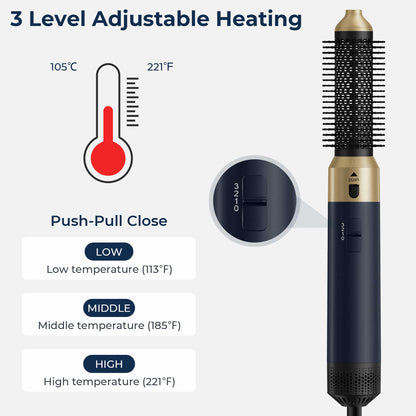 5 in 1 Blow Dry Brush | Multi Hair Styler for All Hair Lengths - Golden Blue