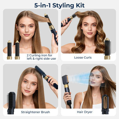 5 in 1 Blow Dry Brush | Multi Hair Styler for All Hair Lengths - Golden Blue