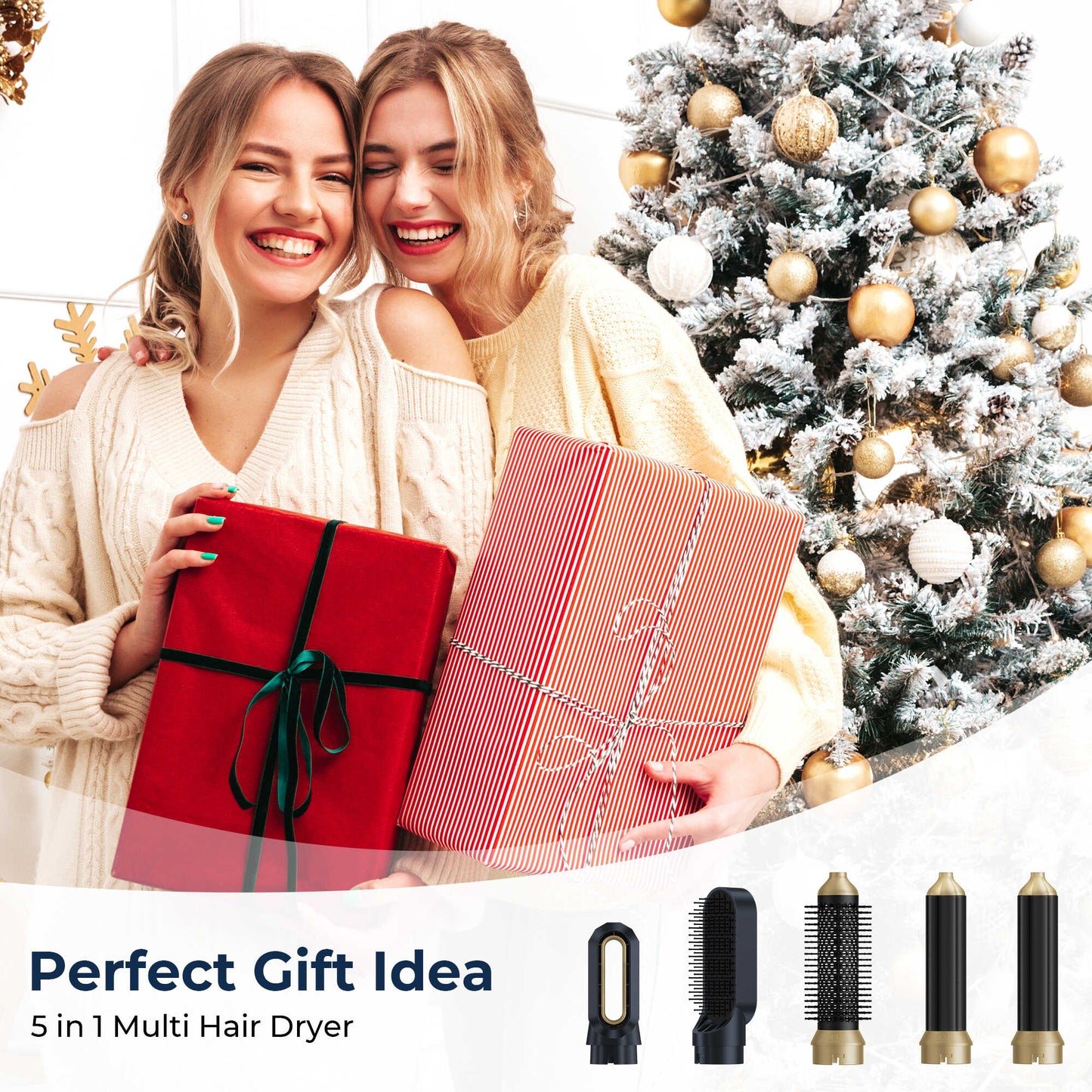 5 in 1 Blow Dry Brush | Multi Hair Styler for All Hair Lengths - Golden Blue