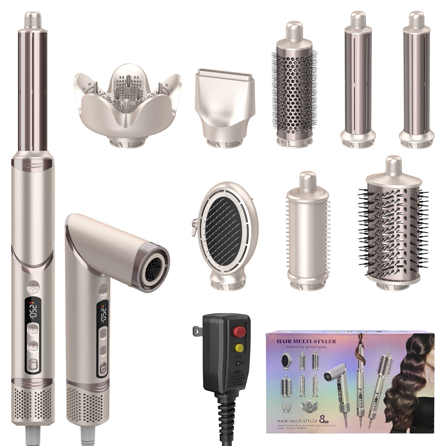 8-in-1 Hot Air Styling Brush Ions Hair Styler