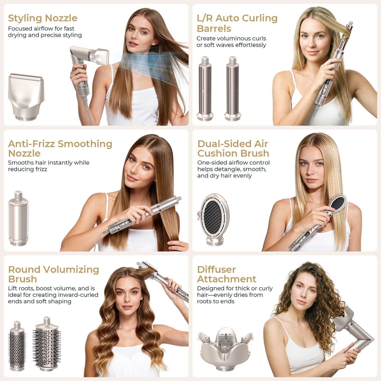 8-in-1 Hot Air Styling Brush Ions Hair Styler