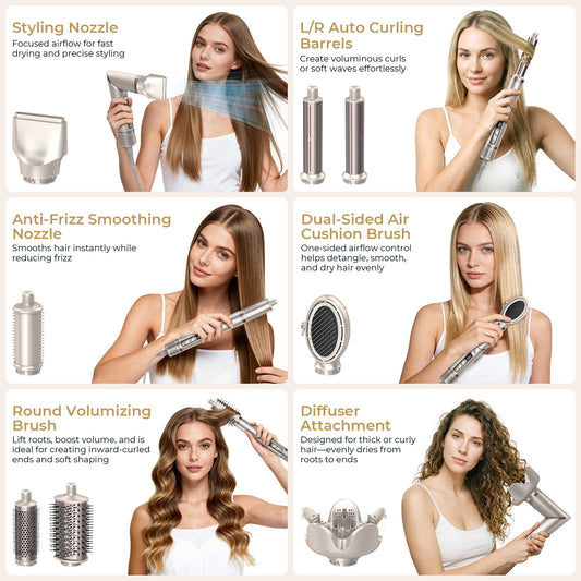 8-in-1 Hot Air Styling Brush Ions Hair Styler