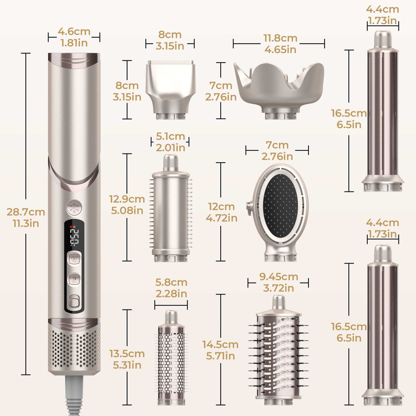 8-in-1 Hot Air Styling Brush Ions Hair Styler