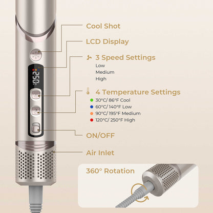 8-in-1 Hot Air Styling Brush Ions Hair Styler