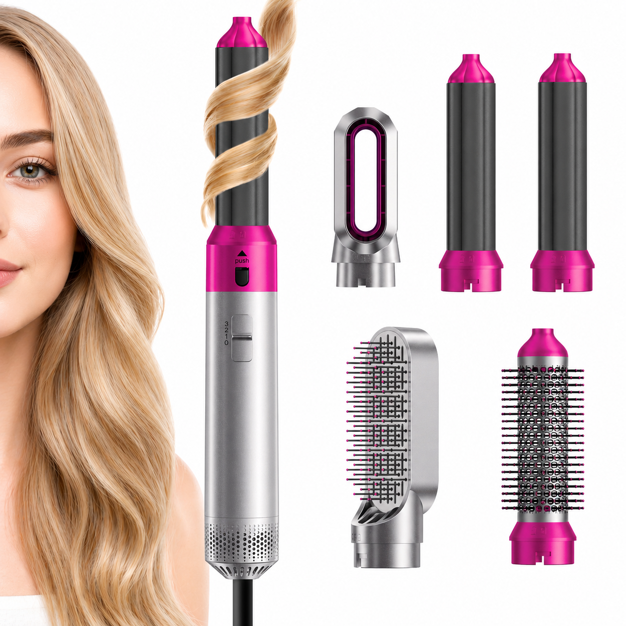5 in 1 Blow Dry Brush | Multi Hair Styler for All Hair Lengths - Rose Red
