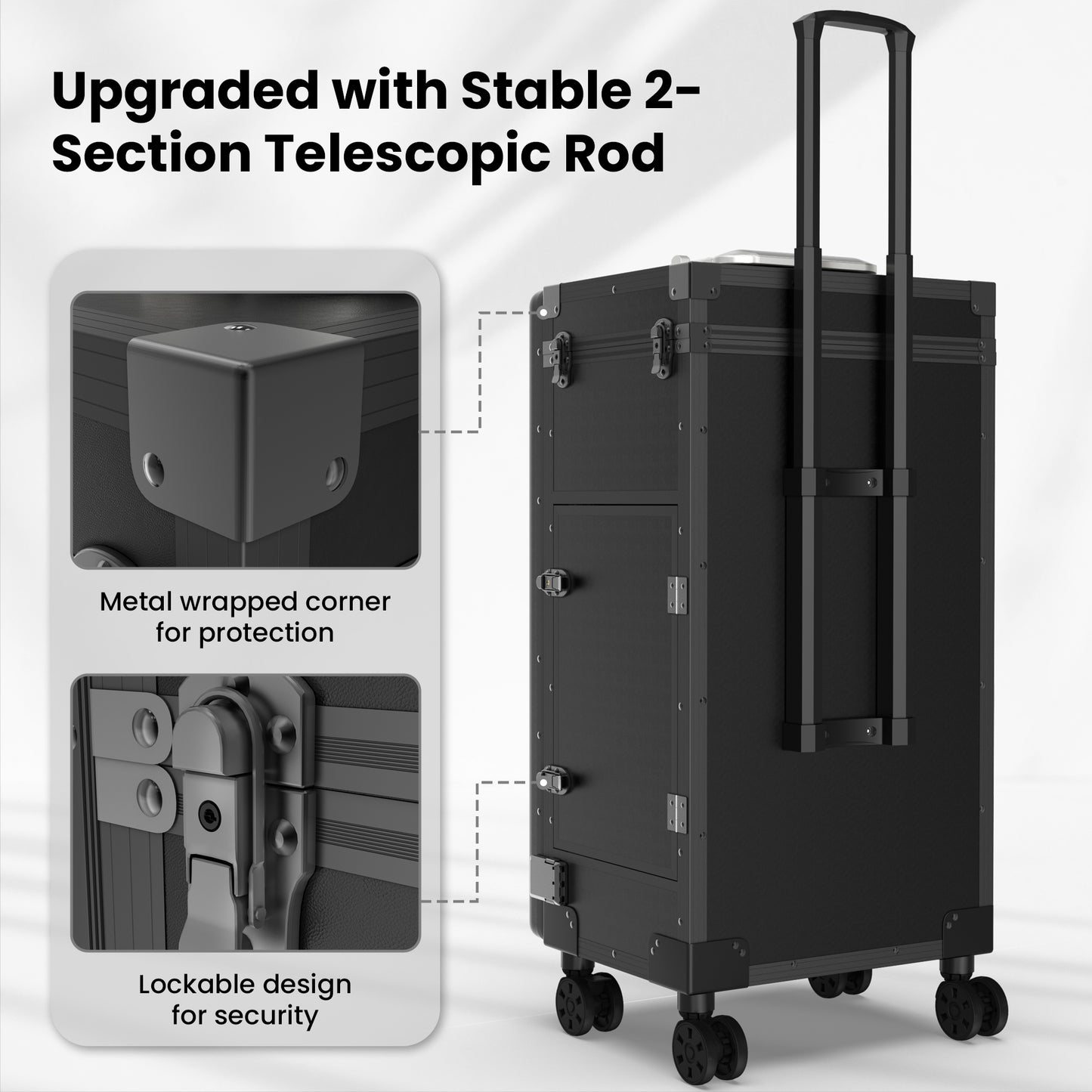 New Upgrade Rolling Manicure Table Foldable Nail Tech Desk - Black