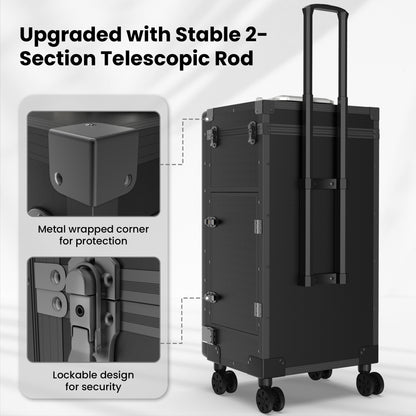 New Upgrade Rolling Manicure Table Foldable Nail Tech Desk - Black