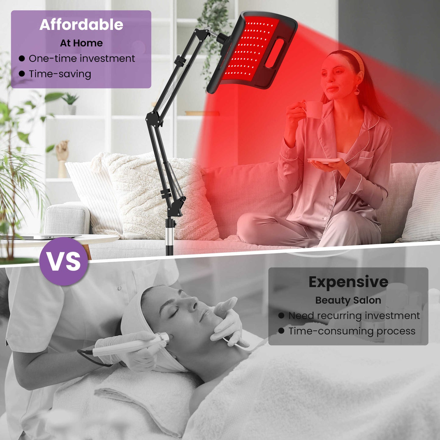 EASYINBEAUTY 660nm&850nm Red Light Therapy Lamp for Face and Body